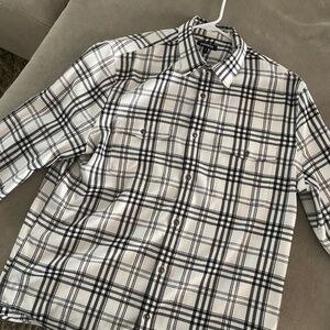 Express Plaid Flannel Black & White-Size Large